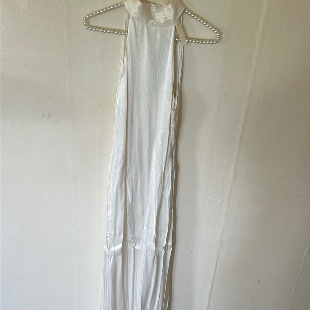 Meshki White Halter Backless Gown